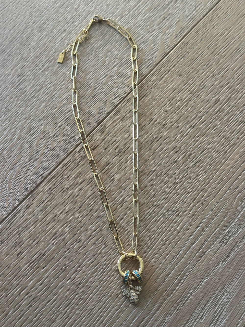 ALLISON AVERY Goddess Charm Bar Mr. Big Chain With Gold Plated Pendants